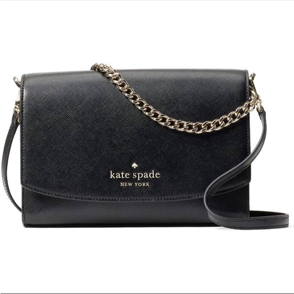 New Kate Spade Leather Convertible 
Crossbody bag Black / matching card case